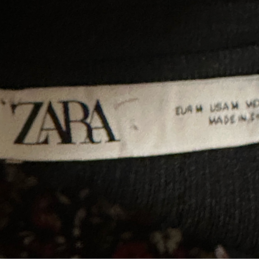 Zara Black Ribbed Knit Mini Dress Gold Button Front Size Medium - Picture 6 of 9